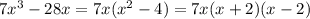 7x^3-28x=7x(x^2-4)=7x(x+2)(x-2)