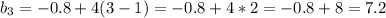 b_{3}=-0.8+4(3-1)=-0.8+4*2=-0.8+8=7.2