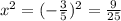 x^2=(-\frac{3}{5})^2=\frac{9}{25}