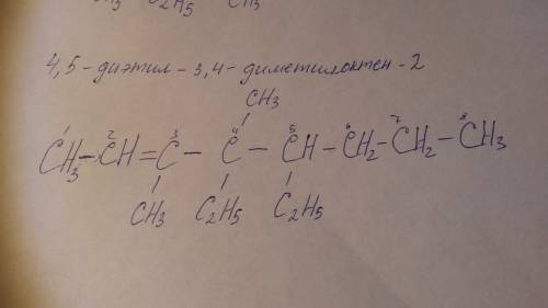 Структурные формулы - 3 этил 2,4 диметилгептан; 4,5 диетил 3,4 диметилоктен?
