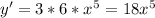 y'=3*6*x^{5}=18x^{5}