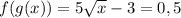 f(g(x))=5 \sqrt{x} -3=0,5