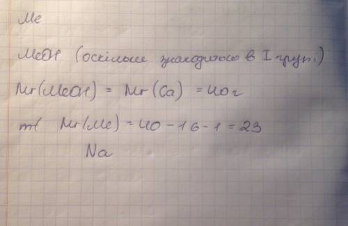 Елемент знаходиться в першій групі періодичної системи, відносна молекулярна маса його гідроксиду ма