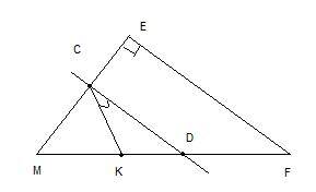 Впрямоугольном треугольнике mef (угол e =90 градусов) с принадлежит me, d принадлежит mf, причем cd