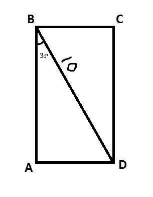 Впрямоугольнике диагональ равна 10, а угол между ней и одной из сторон равен 30°. найдите площадь пр