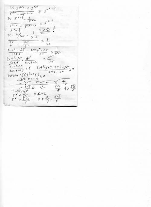 Решить неравенство. 30*5^x+3 - 0,2^x+1 ≥5^x-3 5^3-x - 25^1-x