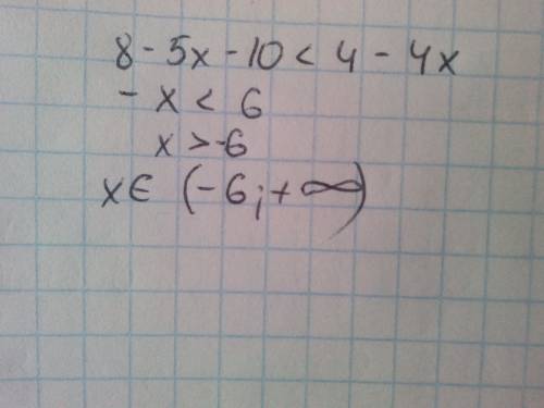 Решите неравенство 8-5(х+2)< 4(1-х)