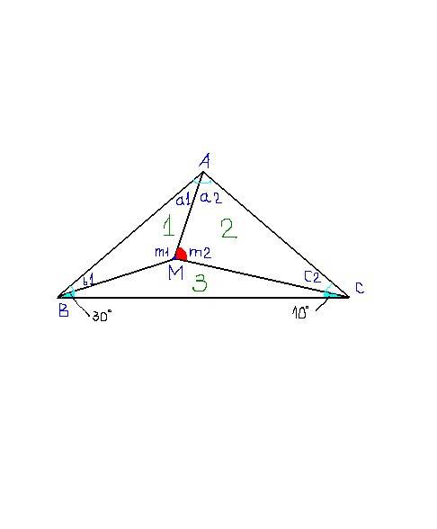 Решить по : внутри равнобедренного треугольника abc с основанием вс взята точка m такая, что угол mb
