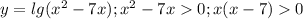 y=lg(x^2-7x); x^2-7x0;x(x-7)0