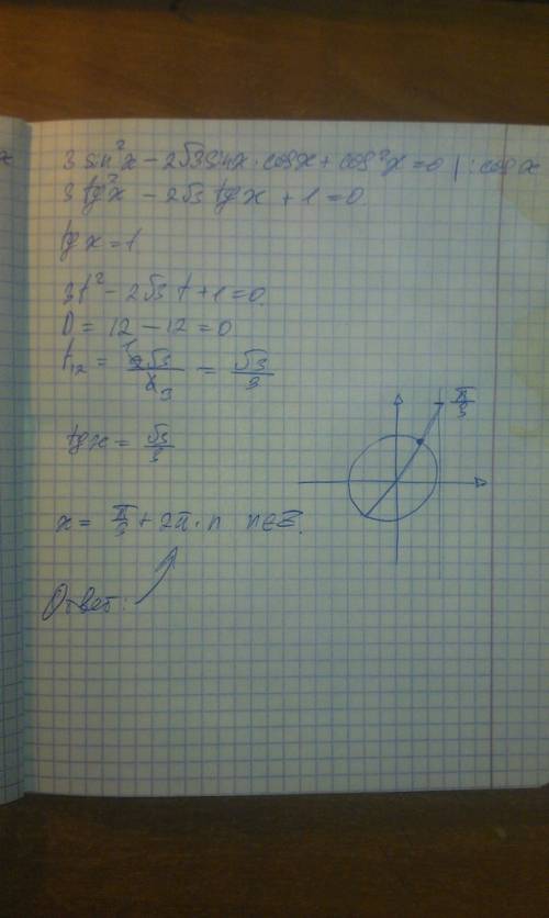 3sin^2 x-2√3 sinx cosx + cos^2x = 0 ! )