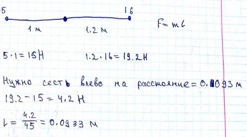 Старший брат посадил двух близнецов на качели на расстоянии 1м и 1,2 м от точки опоры с одной сторон