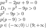 px^2-2px+9=0&#10;\\\&#10;D_1=p^2-9p0&#10;\\\&#10;p^2-9p0&#10;\\\&#10;p(p-9)0&#10;\\\ p\in(-\infty;0)\cup(9;+\infty)