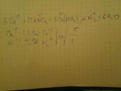 Ca+hno3(> ca(no3)2+n2+h2o (расставить коэффициенты методом электронного ). решите ,