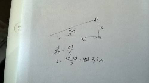 Человек ростом 1.9м стоит на расстоянии 12 от столба, на котором висит фонарь .тень человека равна т