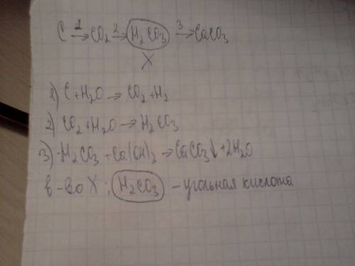 Запишите уравнение реакций,соответствующие схеме превращений c -> co2 -> x -> caco3 назовит