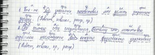 Синтаксический разбор предложения. 1.кто-то из знакомых посоветовал мне делать утреннюю зарядку. 2.н