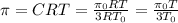 \pi = CRT = \frac{\pi_0RT}{3RT_0} = \frac{\pi_0T}{3T_0}