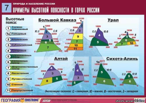 Объясните подробно что такое высотная зональность , широтная зональность , с примерами и определение