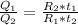 \frac{Q _{1} }{Q _{2} } = \frac{R _{2} *t _{1} }{R _{1}*t _{2} }