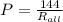 P = \frac{144}{R_{all}}