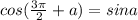 cos(\frac{3\pi}2+a)=sina