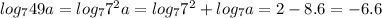 log_749a=log_77^2a=log_77^2+log_7a=2-8.6=-6.6