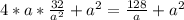 4*a*\frac{32}{a^2}+a^2=\frac{128}{a}+a^2