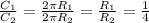 \frac{C_{1}}{C_{2}} = \frac{2 \pi R_{1}}{2 \pi R_{2}} =\frac{R_{1}}{R_{2}} = \frac{1}{4}