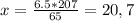 x=\frac{6.5*207}{65}=20,7