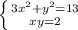 \left \{ {{ 3x^2+y^2=13 } \atop {xy=2}} \right. \\\\ &#10;