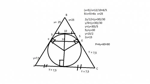 Вравнобедренный треугольник abc вписана окружность, касающаяся боковых сторон треугольника в точках
