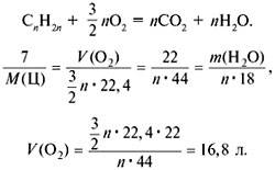 При сгорании циклоалкана массой 7г образуется оксид углерода(4) массой 22г. какой объем кислорода, и