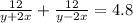 \frac{12}{y+2x} + \frac{12}{y-2x} =4.8