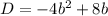 D=-4b^2+8b