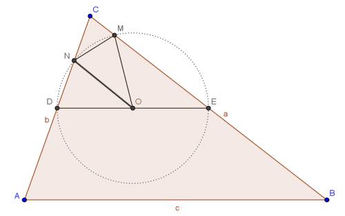 Утрикутнику авс на середній лінії dе, паралелній ав, як на діаметрі побудовано коло, що перетинає ст