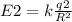 E2= k\frac{q2}{R ^{2} }