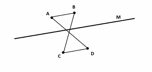 Решить. даны прямая м и точки a,b.c u d , не принадлежащие ей. пересекает ли м отрезок аd, если отре