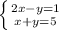 \left \{ {{2x-y=1} \atop {x+y=5}} \right.