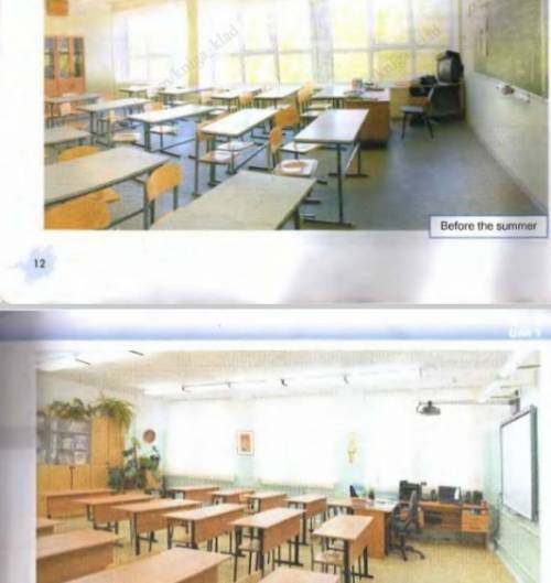 Compare the pictures of the classroom before and after the summer .what's different? what's the same