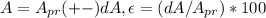 A=A_{pr}(+-)dA,\epsilon=(dA/A_{pr})*100