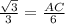 \frac{ \sqrt{3} }{3} = \frac{AC}{6}