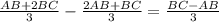 \frac{AB+2BC}{3} - \frac{2AB+BC}{3} = \frac{BC-AB}{3}