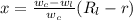 x=\frac{w_{c}-w_{l}}{w_{c}} (R_{l}-r)