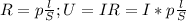 R=p\frac{l}{S}; U=IR=I*p \frac{l}{S}