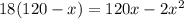 18(120-x)=120x-2x^2