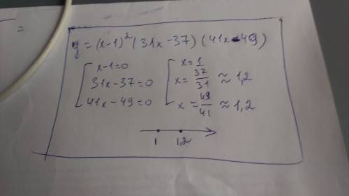 Отметьте на числовой прямой нули функции y=(х-1)²(31х-37)(41х-49)