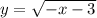 y= \sqrt{-x-3}