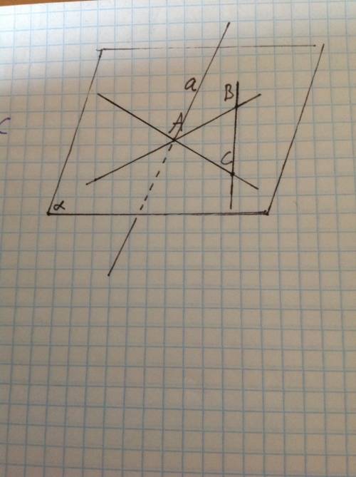 Через точку пересечения прямых ав и ас проведена прямая а, не лежащая с ними в одной плоскости. дока