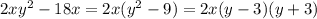 2xy^2-18x=2x(y^2-9)=2x(y-3)(y+3)