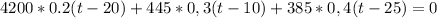 4200*0.2(t-20)+445*0,3(t-10)+385*0,4(t-25)=0